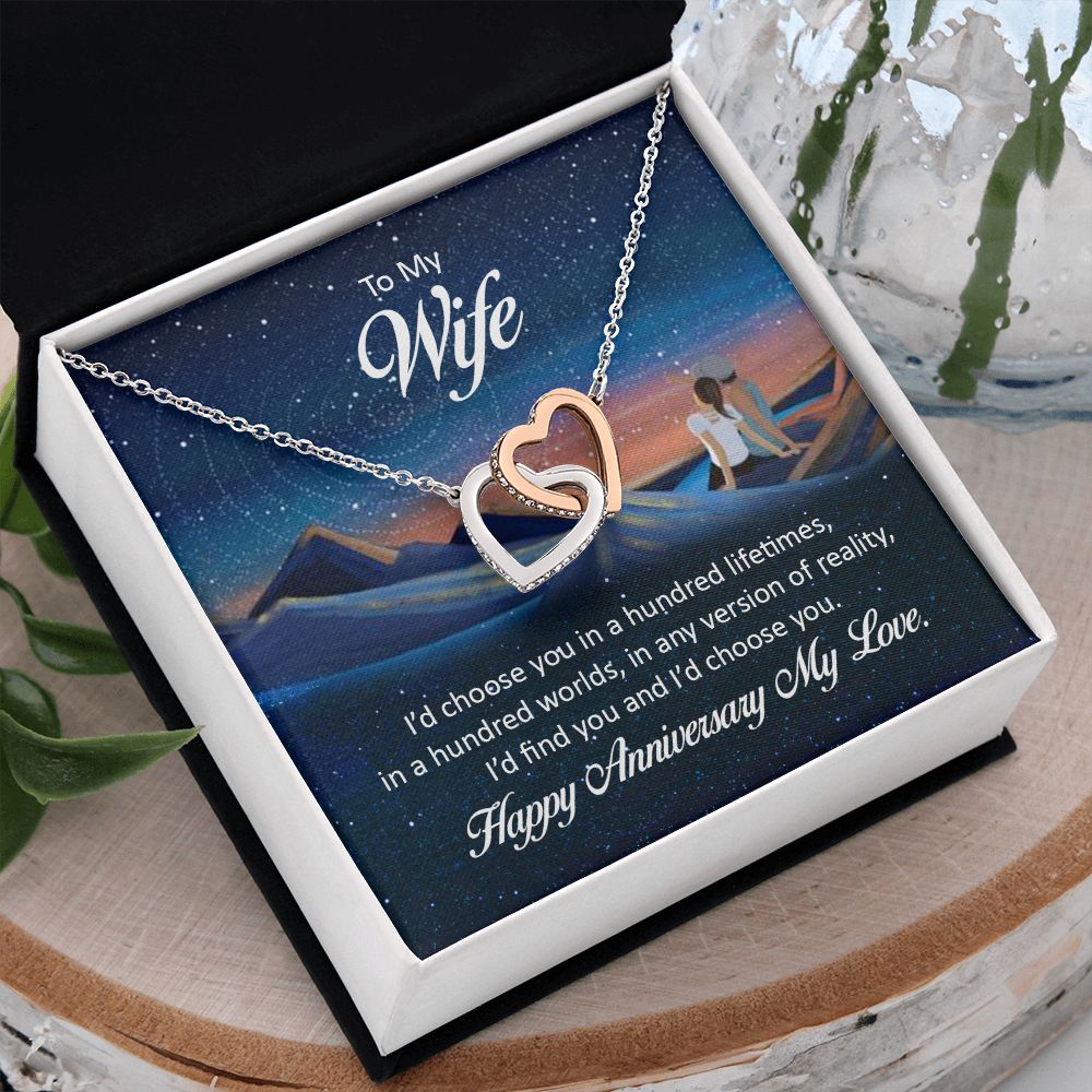 Birthday Gifts For Wife, Necklace Gifts For Wife From Husband, To My Wife Jewelry For Women , To My Wife Necklace  from Husband Wedding Anniversary Present For Wife, Beautiful Wife Jewelry Christmas26 Interlocking Hearts Necklace