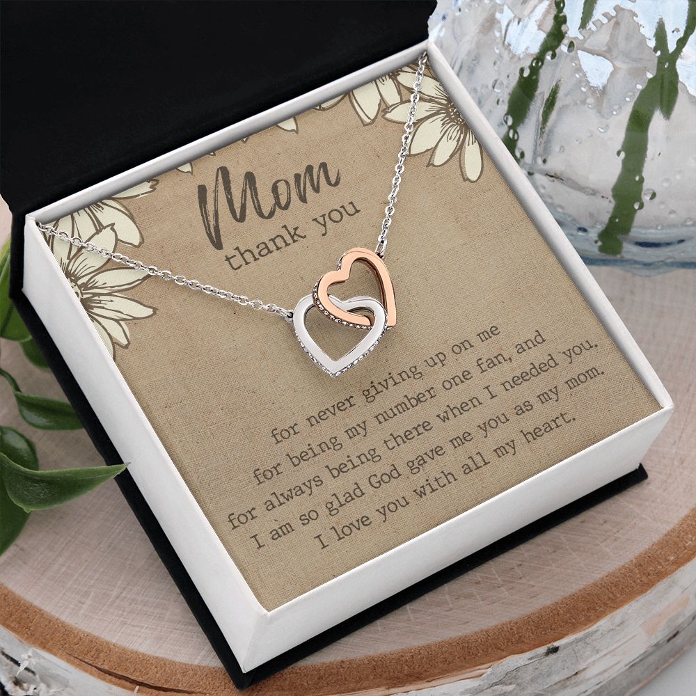 Thank You Gift For Mom, Gifts For Mother, Gifts For Mom From Daughter, Affordable Gifts For Mom, Birthday Gift Ideas For Mom From Daughter Interlocking Hearts Necklace