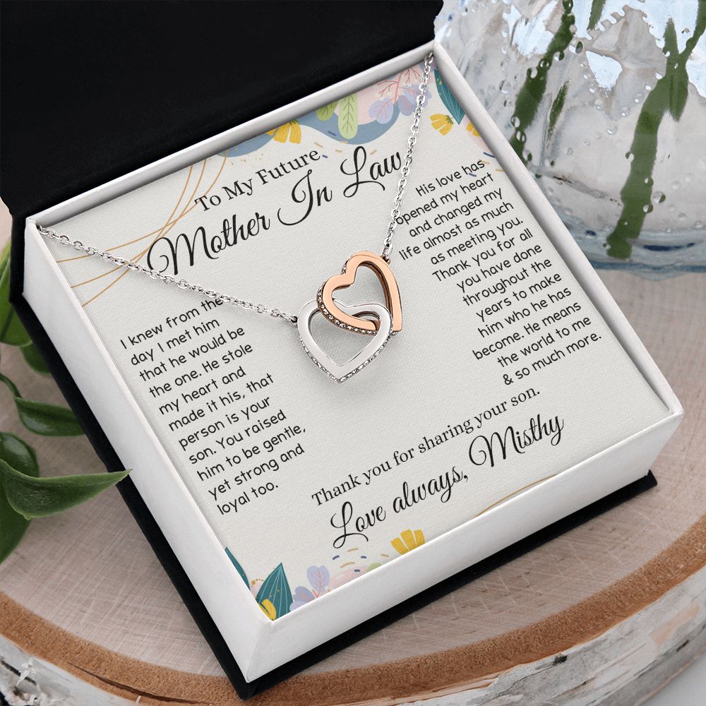 To My Future Mother In Law Necklace, Thoughtful Gift For Future Mother In Law, Wedding Gifts Mother In Law, Personalized Gift for Mother-In-Law, Wedding Gift Bride Groom To MIL Interlocking Hearts Necklace
