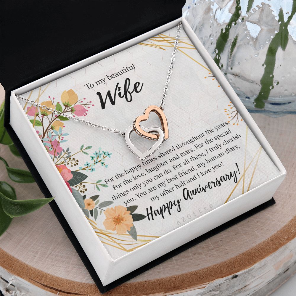 To My Wife Necklace from Husband, Personalized Necklace for Women, Luxury Necklace for Wife from Man Men, Wedding Anniversary Present For Wife, Beautiful Wife Jewelry Christmas Birthday Gifts For Wife8 Interlocking Hearts Necklace