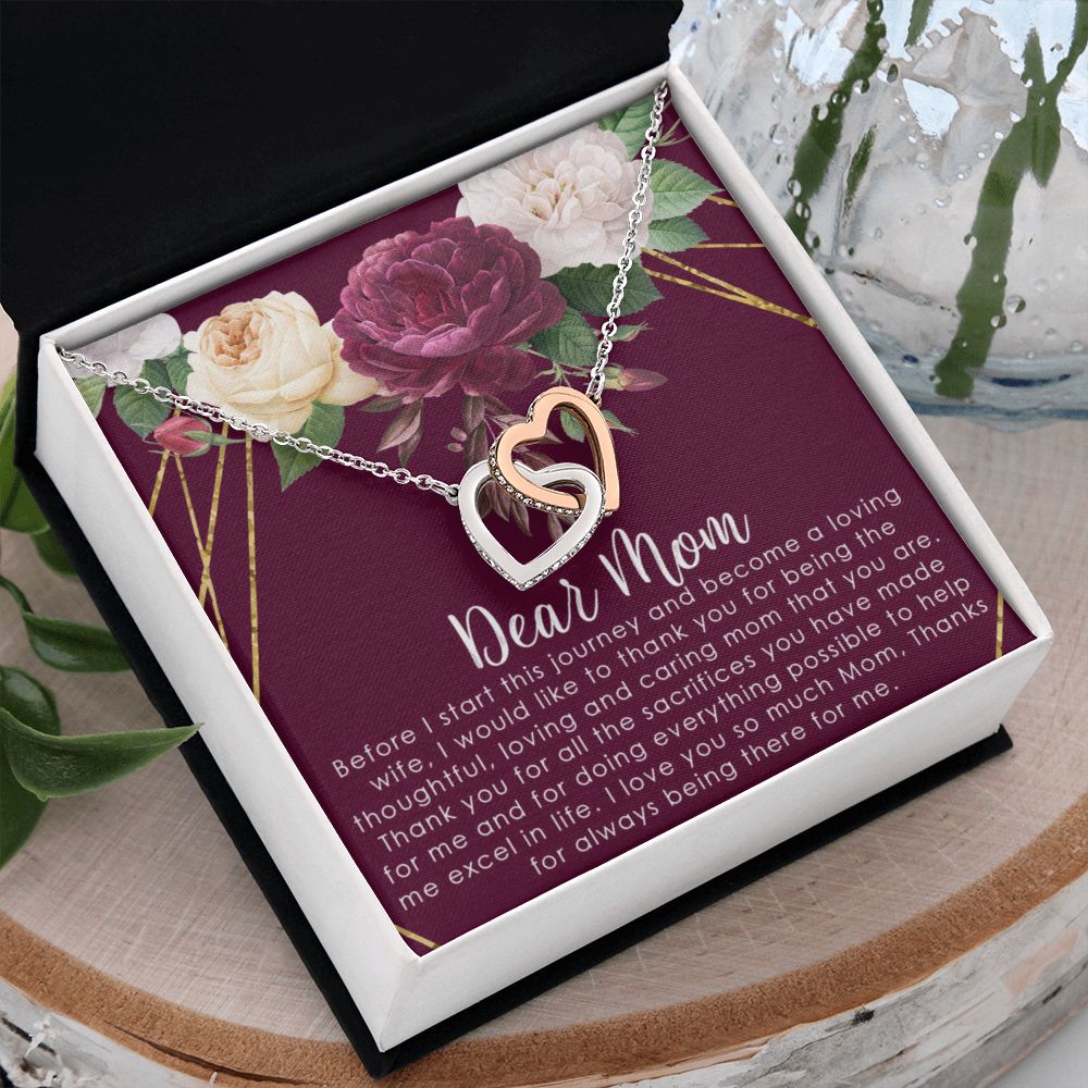 To My Mom Necklace, Gift For Mom, Mother's Day Gift from Daughter, Mom Jewelry Gift for Mothers Day, Birthday Gift for Mother, Moms Gift from Daughter Son, Necklace for Mom Mother2 Interlocking Hearts Necklace