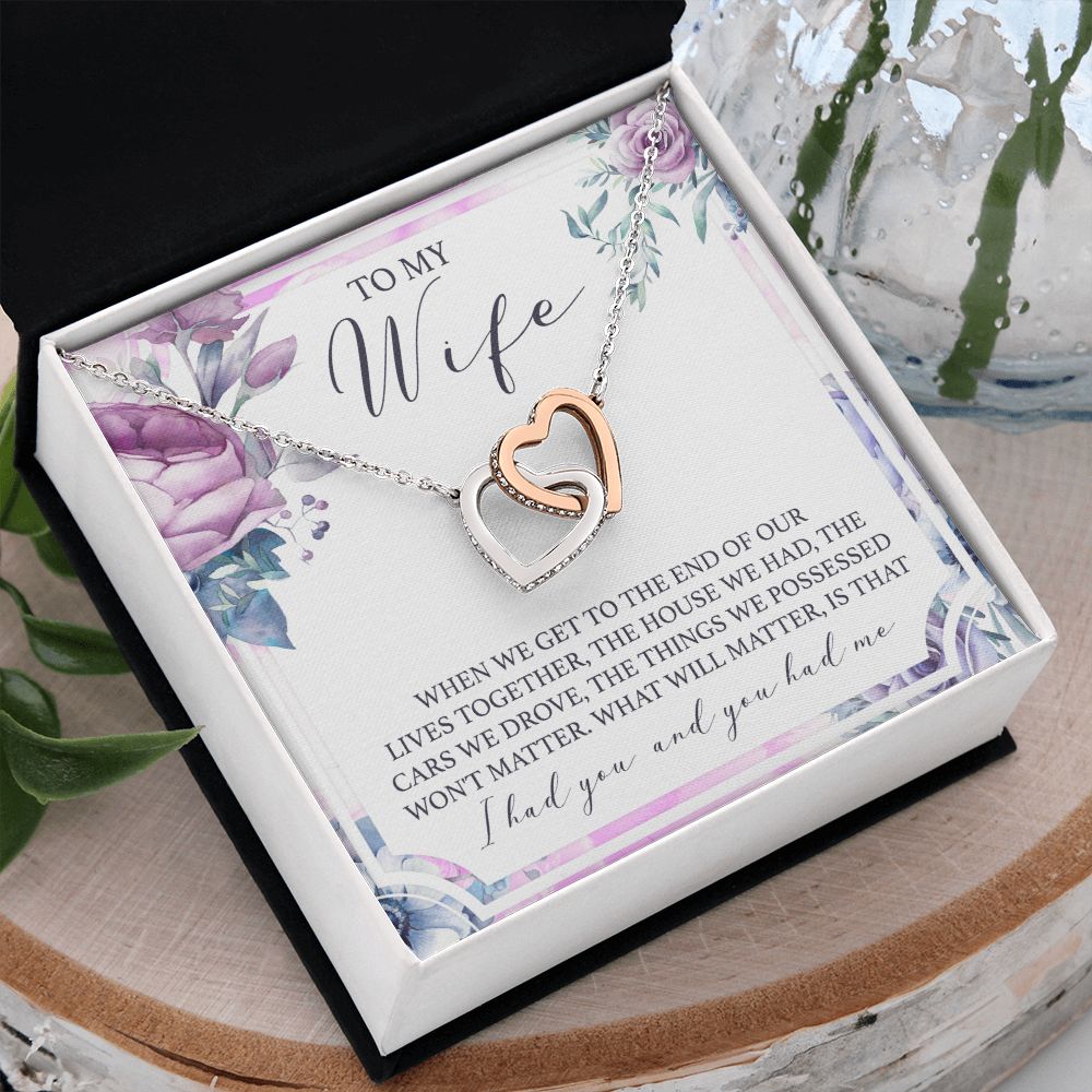 Birthday Gifts For Wife, Necklace Gifts For Wife From Husband, To My Wife Jewelry For Women , To My Wife Necklace  from Husband Wedding Anniversary Present For Wife, Beautiful Wife Jewelry Christmas 5 Interlocking Hearts Necklace