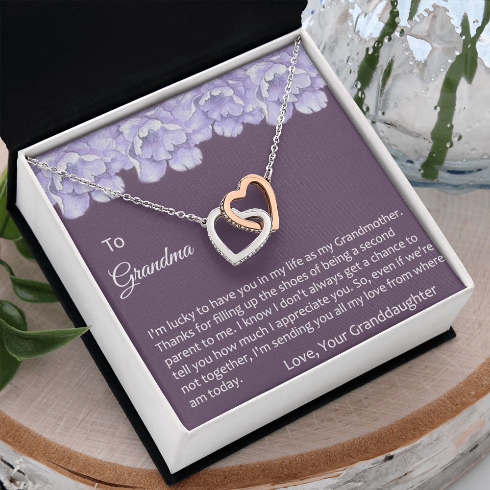 To My Grandma Necklace, Gift for Grandmother Necklace, Mothers Day Gift For Grandma Nana, Grandma Jewelry From Grandchildren GrandKids , Jewelry Box Gift For Grandma Grandmother21 Interlocking Hearts Necklace