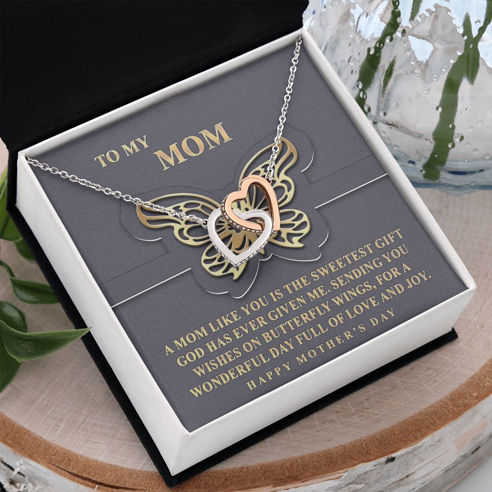 To My Mom Necklace, Gift For Mom, Mother's Day Gift from Daughter, Mom Jewelry Gift for Mothers Day, Birthday Gift for Mother, Moms Gift from Daughter Son, Necklace for Mom Mother 12 Interlocking Hearts Necklace