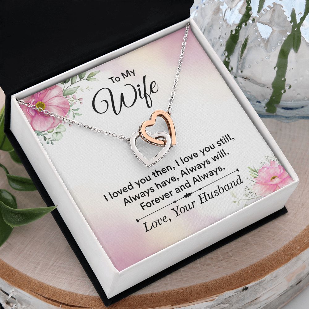 Birthday Gifts For Wife, Necklace Gifts For Wife From Husband, To My Wife Jewelry For Women , To My Wife Necklace  from Husband Wedding Anniversary Present For Wife, Beautiful Wife Jewelry Christmas27 Interlocking Hearts Necklace