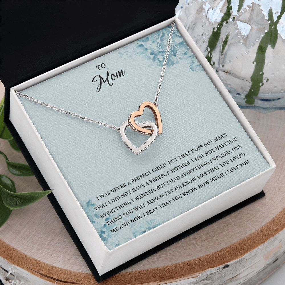 Mom Necklace Gifts for Mom from Daughter to Mom Gifts for Mothers Day from Daughter, To My Mom Necklace from Daughter to Mom Birthday Gifts Necklace with Message Card and Gift Box2227 Interlocking Hearts Necklace