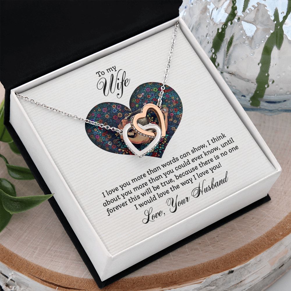 Birthday Gifts For Wife, Necklace Gifts For Wife From Husband, To My Wife Jewelry For Women , To My Wife Necklace  from Husband Wedding Anniversary Present For Wife, Beautiful Wife Jewelry Christmas23 Interlocking Hearts Necklace