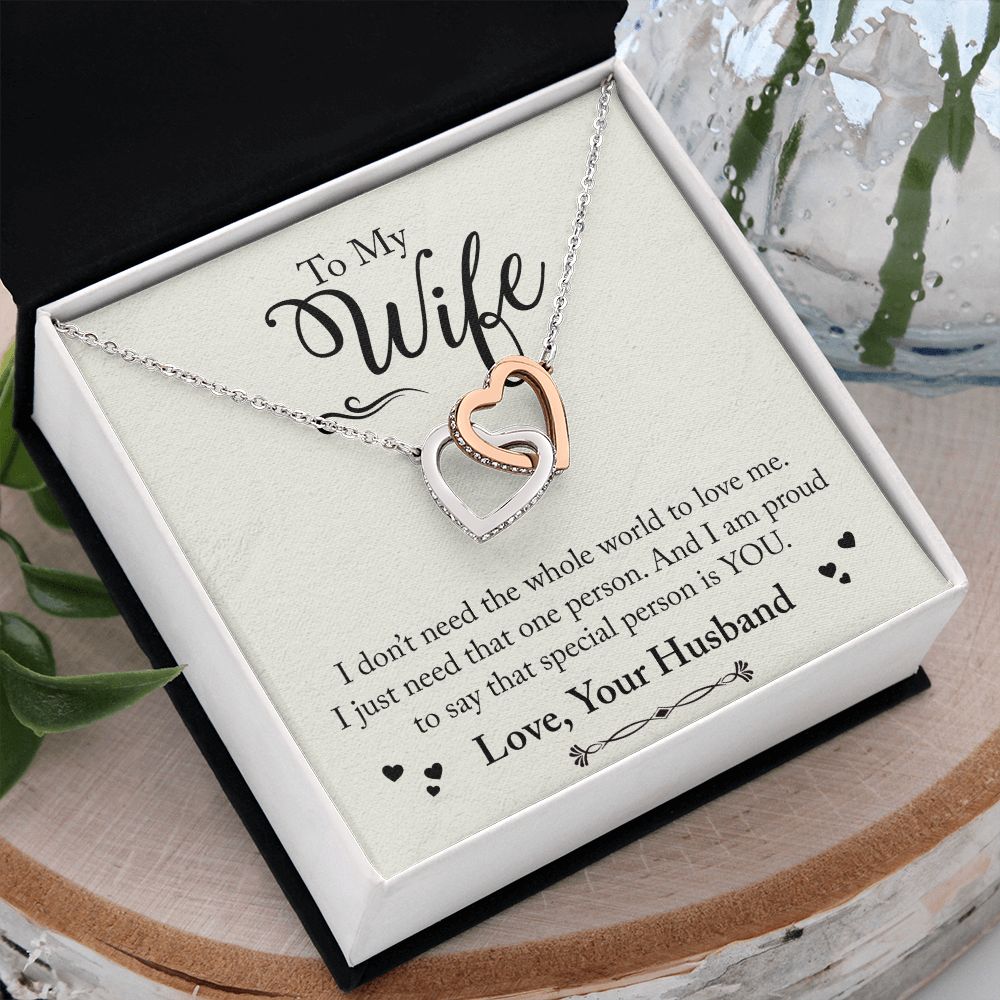 To My Wife Necklace from Husband, Personalized Necklace for Women, Luxury Necklace for Wife from Man Men, Wedding Anniversary Present For Wife, Beautiful Wife Jewelry Christmas Birthday Gift For Wife24 Interlocking Hearts Necklace