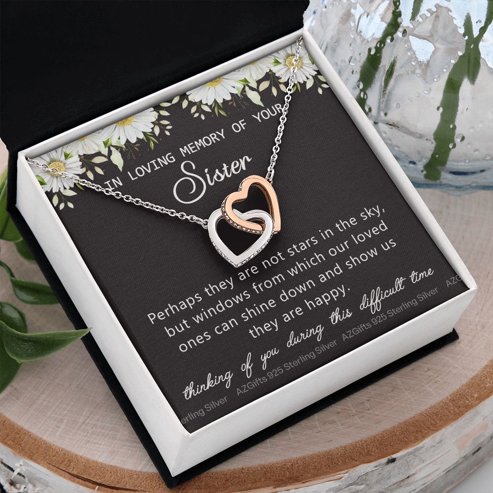 Loss Of Sister Necklace Gift, Sympathy Loss Of Sister, Sympathy Gift Box, Loss Of Sister Necklace, Loss Of Sister, Loss Of Sister Gift, Condolence Gifts, Remembrance Necklace for Women Interlocking Hearts Necklace