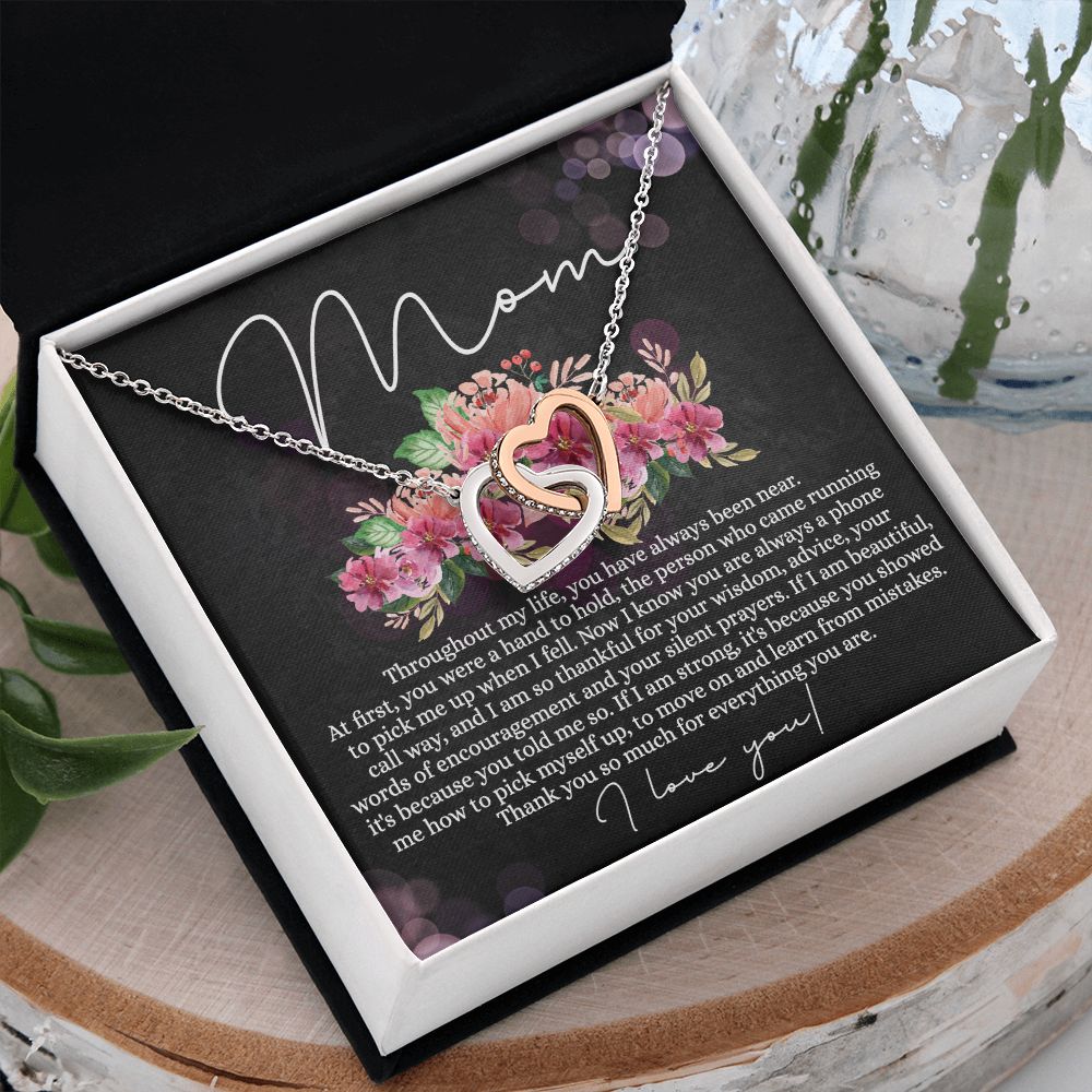 To My Mom Necklace, Mom Gifts, Mom Jewelry Box, Necklace for Mom, Gifts for Mom, Mother's Day Necklace Jewelry Gift For Mom, Birthday Gift For Mom, Thank you Mom Gift Interlocking Hearts Necklace