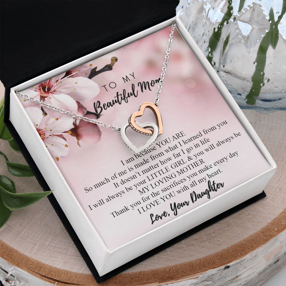 Mom Necklace Gifts for Mom from Daughter to Mom Gifts for Mothers Day from Daughter, To My Mom Necklace from Daughter to Mom Birthday Gifts Necklace with Message Card and Gift Box2246 Interlocking Hearts Necklace