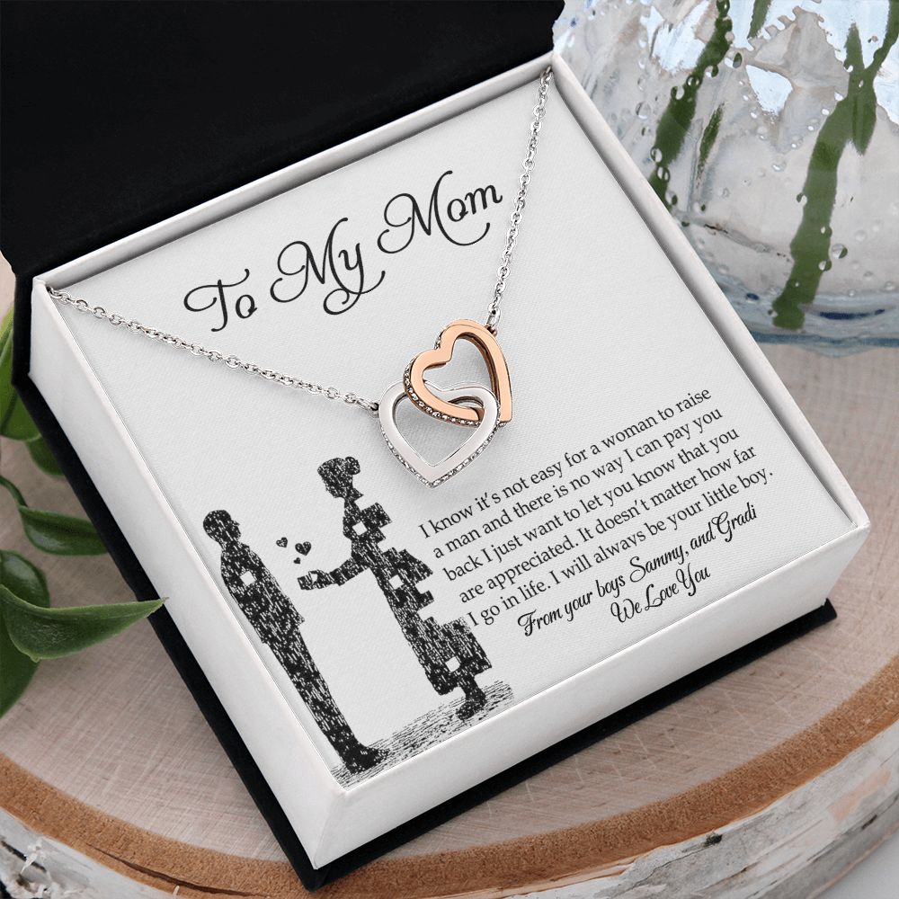 To My Mom Necklace, Gift For Mom, Mother's Day Gift from Son, Mom Jewelry Gift for Mothers Day, Birthday Gift for Mother, Moms Gift from Daughter Son, Necklace for Mom Mother Interlocking Hearts Necklace