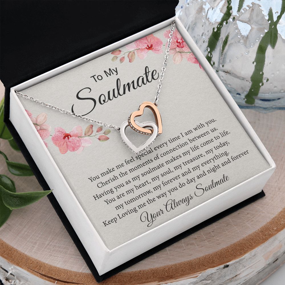To My Soulmate Necklace for Women Birthday Christmas Jewelry Gifts For My Wife with Message Card Box Personalized Gift Present Pendant for Future Wife Soulmate Girlfriend Love 27 Interlocking Hearts Necklace
