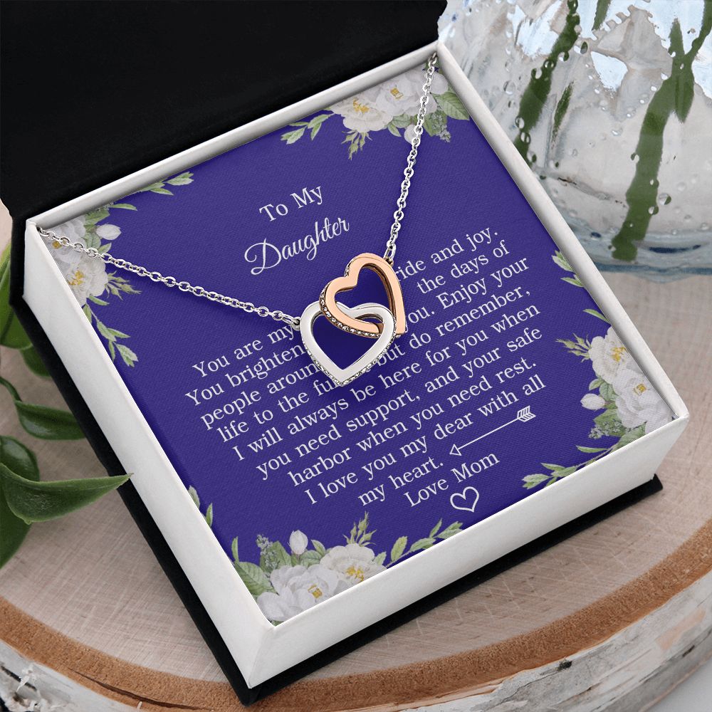 Mother Daughter Gift Ideas, To My Daughter Gift Necklace from Mom, Jewelry Pendant Present for Daughter, Birthday Christmas Gift Graduation Gifts for Daughters, Mother and Daughter Necklace 2137 Interlocking Hearts Necklace
