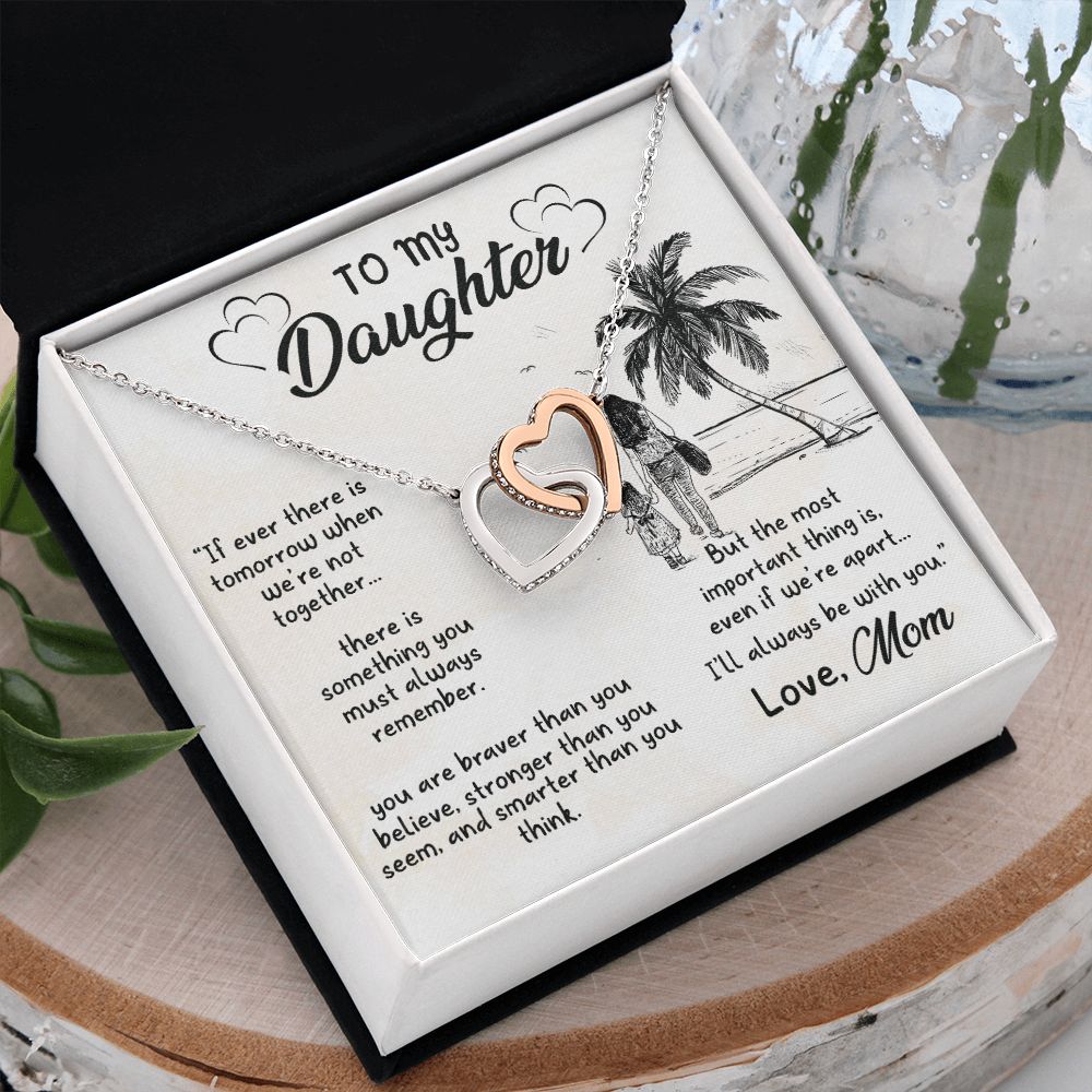 To My Daughter Sunset Necklace Pendant Gift From Mom Necklace The Most Important With Message Card Gift Box Gift For To Daughter, Daughter In Law On Birthday Anniversary Interlocking Hearts Necklace