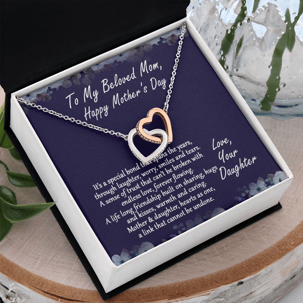 Mom Necklace Gifts for Mom from Daughter to Mom Gifts for Mothers Day from Daughter, To My Mom Necklace from Daughter to Mom Birthday Gifts Necklace with Message Card and Gift Box2232 Interlocking Hearts Necklace