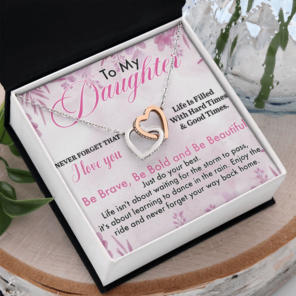 Mother Daughter Gift Ideas, To My Daughter Gift Necklace from Mom, Jewelry Pendant Present for Daughter, Birthday Christmas Gift Graduation Gifts for Daughters, Mother and Daughter Necklace 28 Interlocking Hearts Necklace