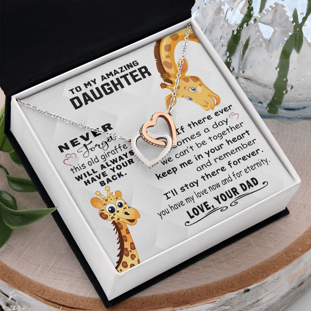 Jewelry Pendant Present for Daughter, To My Daughter Gift Necklace from Mom, Mother Daughter Gift Ideas, Birthday Christmas Gift Graduation Gifts for Daughters, Mother and Daughter Necklace 18 Interlocking Hearts Necklace