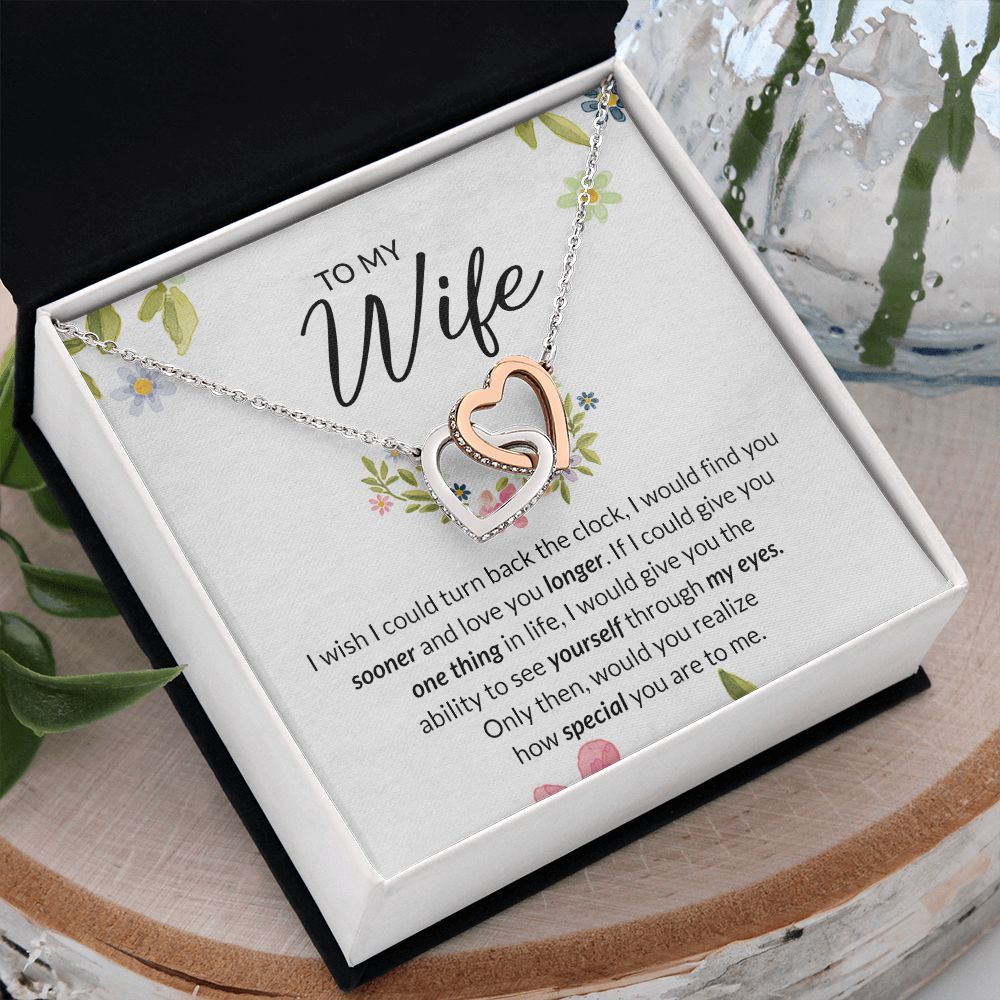 Birthday Gifts For Wife, Necklace Gifts For Wife From Husband, To My Wife Jewelry For Women , To My Wife Necklace  from Husband Wedding Anniversary Present For Wife, Beautiful Wife Jewelry Christmas17 Interlocking Hearts Necklace