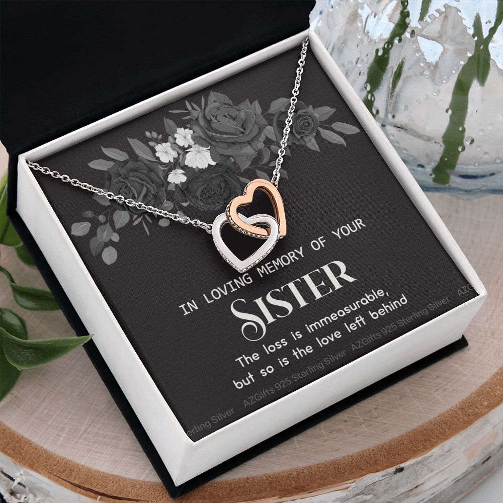 In Memory Of Your Sister, Sympathy Gift Loss Of Sister, Sympathy Gift Box, Loss Of Sister Necklace, Loss Of Sister, Loss Of A Sister Interlocking Hearts Necklace