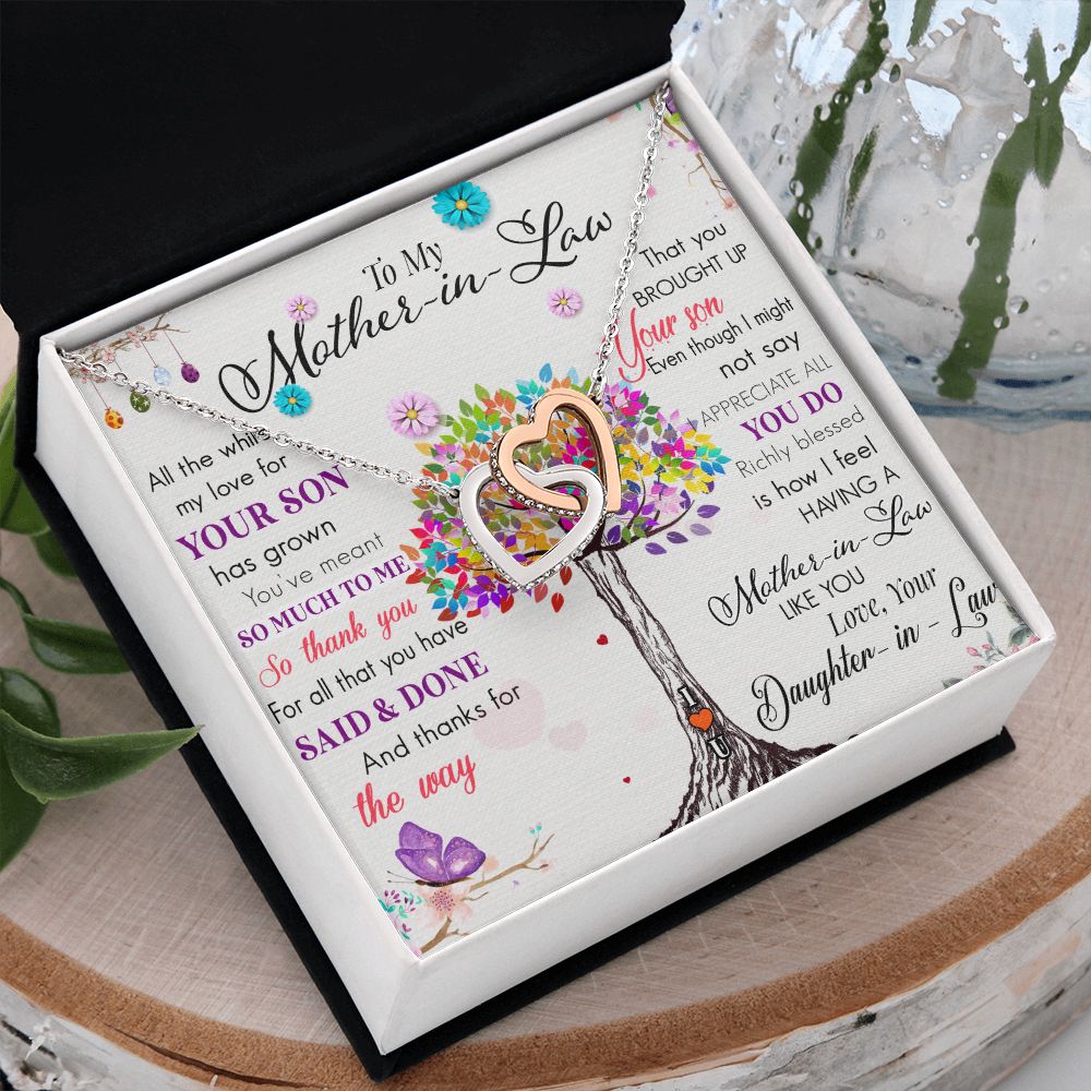 Mother in Law Necklace, Jewelry for Women, Future Mother in Law Gifts from Daughter in Law, Mother of Bride Gifts For Mother in Law, Birthday Gifts For Mother In Law From Daughter In Law72323 Interlocking Hearts Necklace