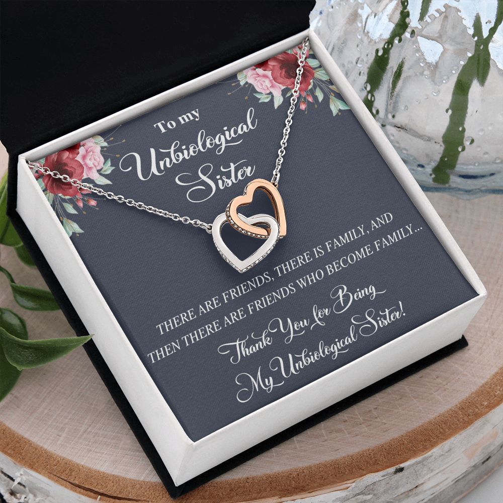 Unbiological Sister Alluring Beautiful Necklace, Best Friend Necklace, Soul Gift Interlocking Hearts Necklace