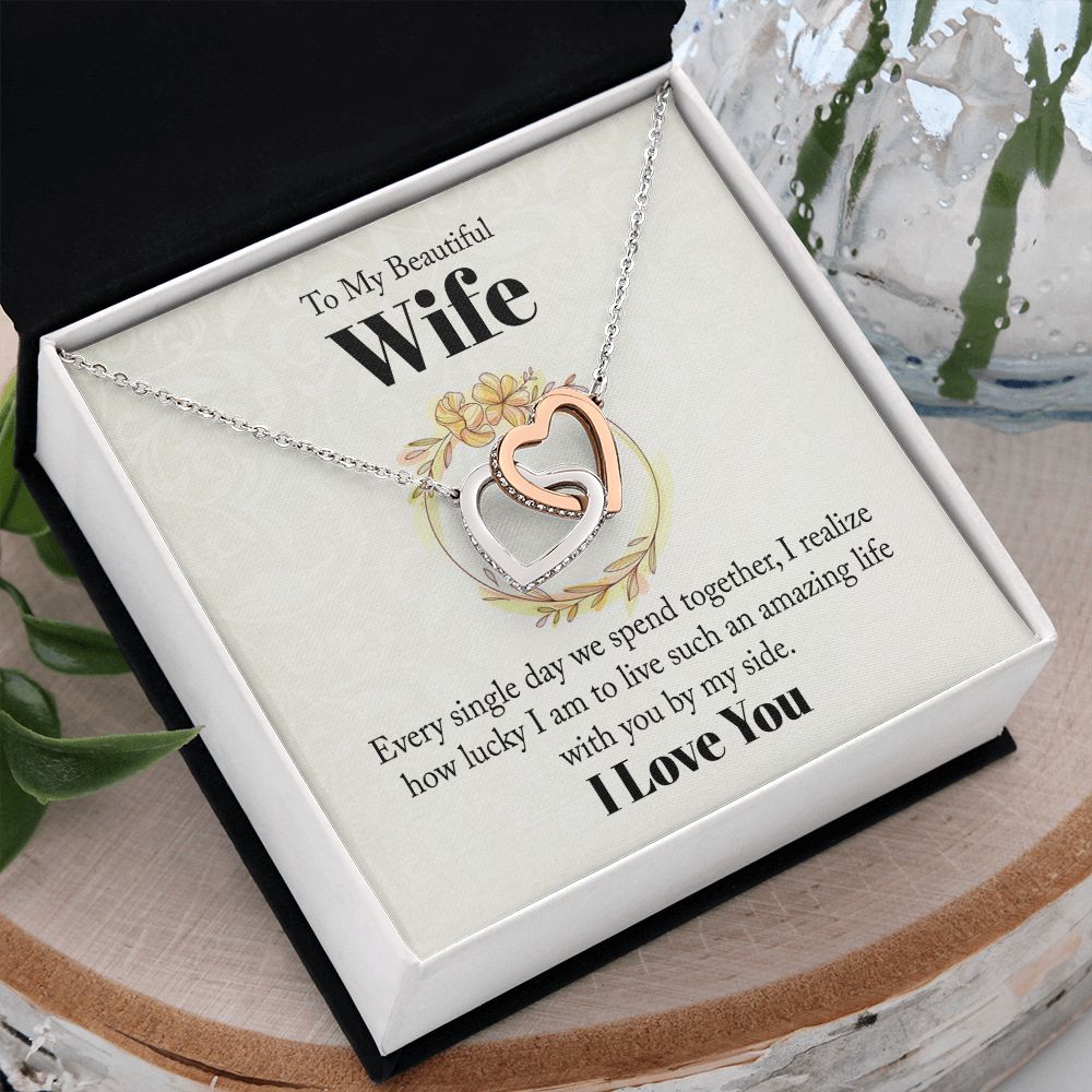 To My Beautiful Wife Necklace, Wedding Anniversary Jewelry For Women, Necklace For Wife from Husband, Gifts For Wife Birthday Gifts Necklace, Jewelry With Message Card In A Gift Box