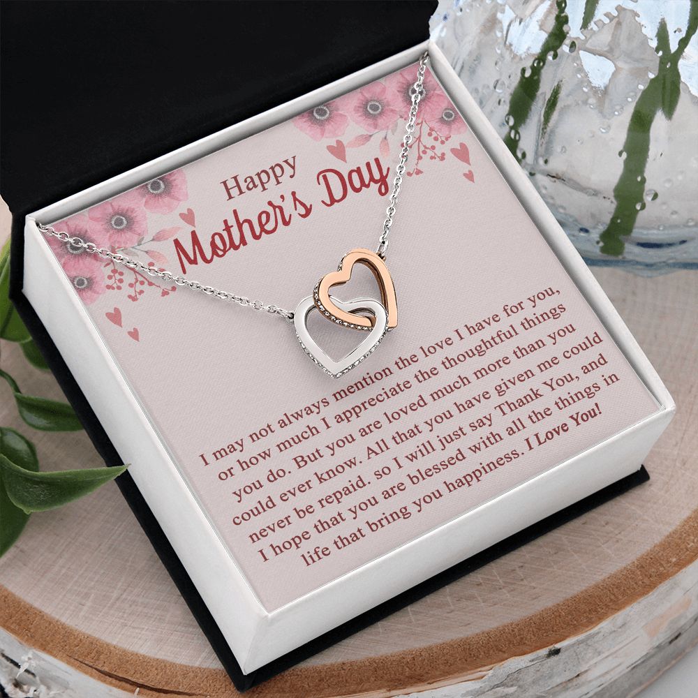 vTo My Mom Angel Mother Necklace Pendant Gift From Daughter Or Son With Message Card Gift For Mom Interlocking Hearts Necklace
