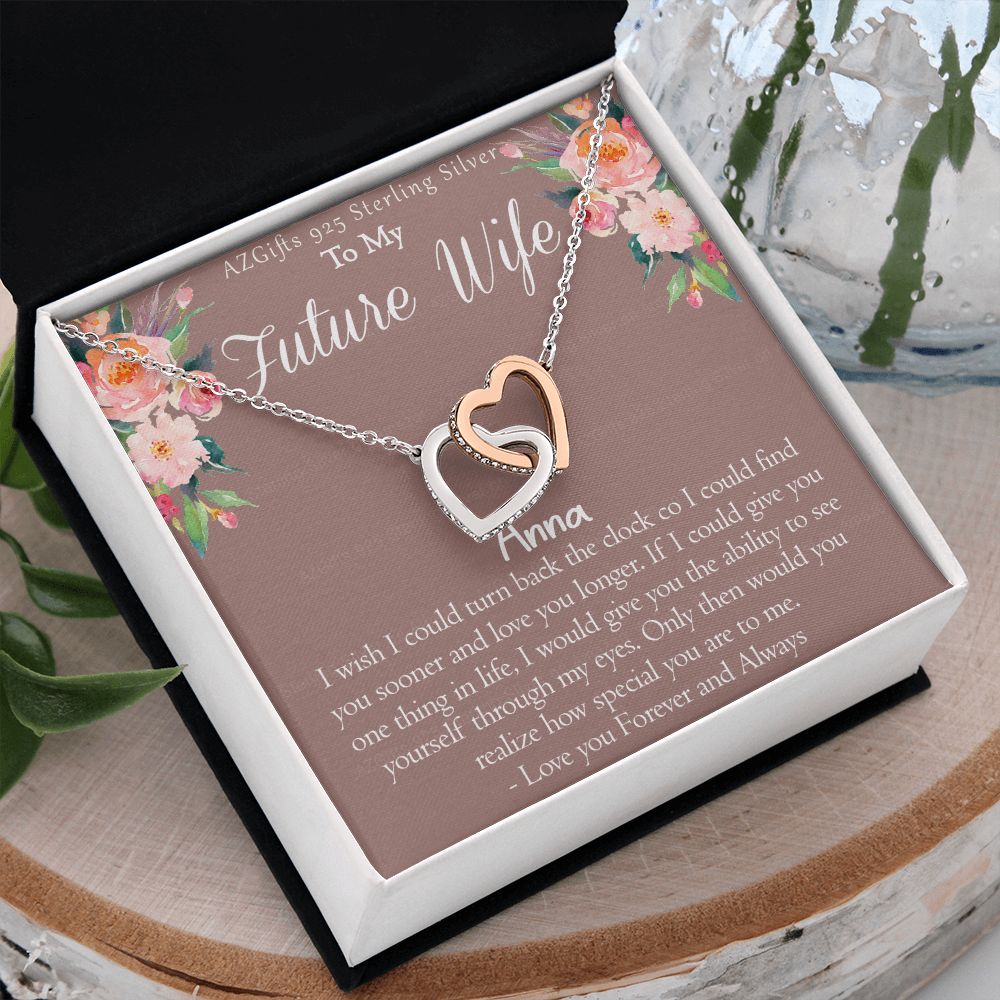 To My Future Wife Necklace from Future Husband Boyfriend Gift for Girlfriend Personalized Necklace Gift for Girlfriend Pendant Jewelry for Fiance Romantic Gifts For Her Interlocking Hearts Necklace
