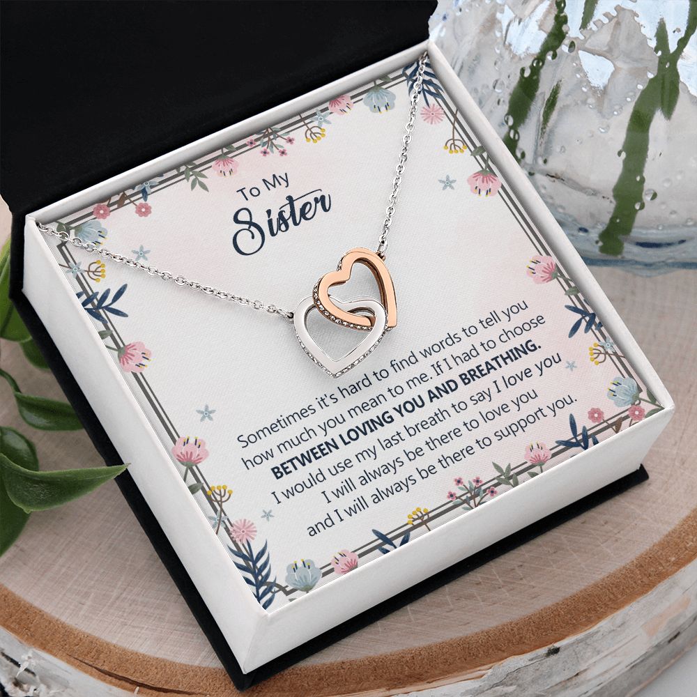 To My Sister Necklace Pendant Inspirational Jewelry For Women Teen Girl Family and Friendship Gifts Sisters Gifts Idea Sister Jewelry Necklace for Sisters Sentimental Gifts for Sister 301 Interlocking Hearts Necklace