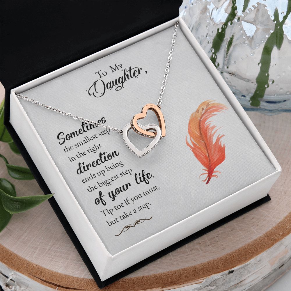 To My Daughter Necklace Pendant Gift From Mom Necklace Tip Toe If You Must With Message Card Gift Box Gift For To Daughter, Daughter In Law On Birthday Anniversary Interlocking Hearts Necklace