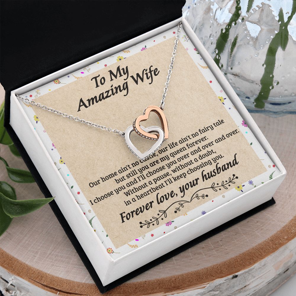 Birthday Gifts For Wife, Necklace Gifts For Wife From Husband, To My Wife Jewelry For Women , To My Wife Necklace  from Husband Wedding Anniversary Present For Wife, Beautiful Wife Jewelry Christmas18 Interlocking Hearts Necklace