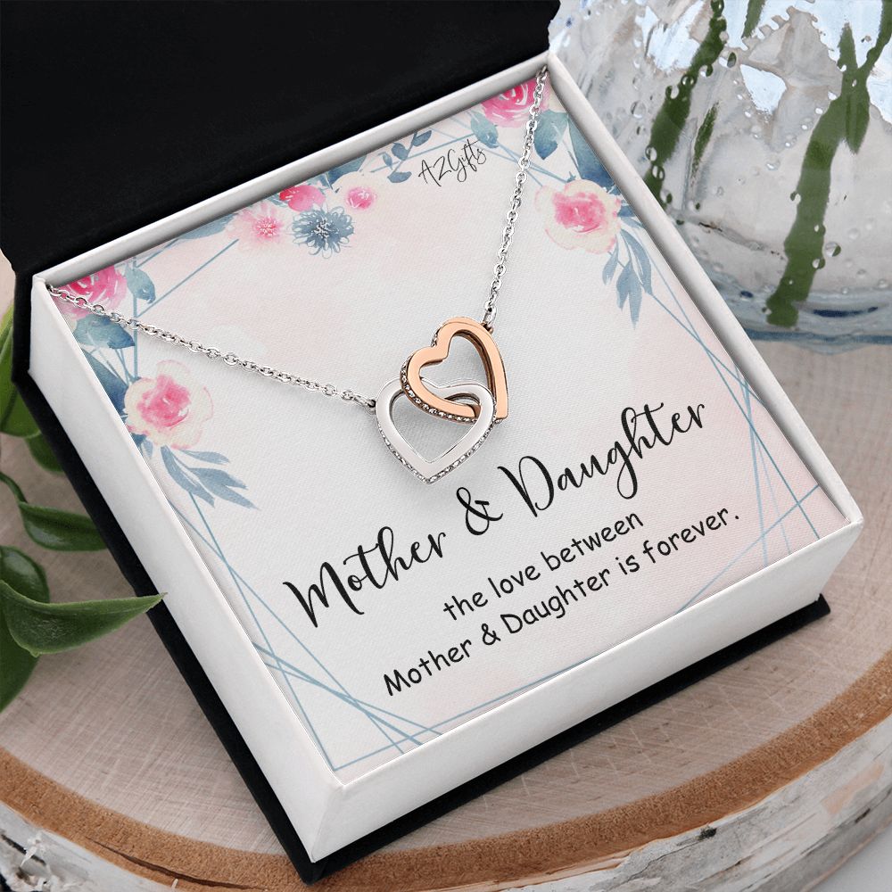 Mom Necklace Gifts for Mom from Daughter to Mom Gifts for Mothers Day from Daughter, To My Mom Necklace from Daughter to Mom Birthday Gifts Necklace with Message Card and Gift Box Interlocking Hearts Necklace