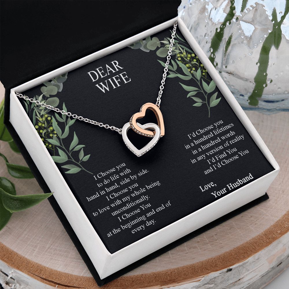 Birthday Gifts For Wife, Necklace Gifts For Wife From Husband, To My Wife Jewelry For Women , To My Wife Necklace  from Husband Wedding Anniversary Present For Wife, Beautiful Wife Jewelry Christmas12 Interlocking Hearts Necklace