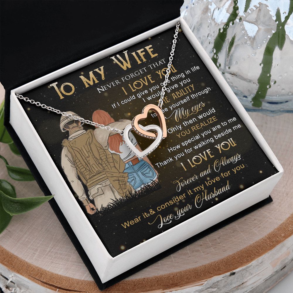 Birthday Gifts For Wife, Necklace Gifts For Wife From Husband, To My Wife Jewelry For Women , To My Wife Necklace  from Husband Wedding Anniversary Present For Wife, Beautiful Wife Jewelry Christmas21 Interlocking Hearts Necklace