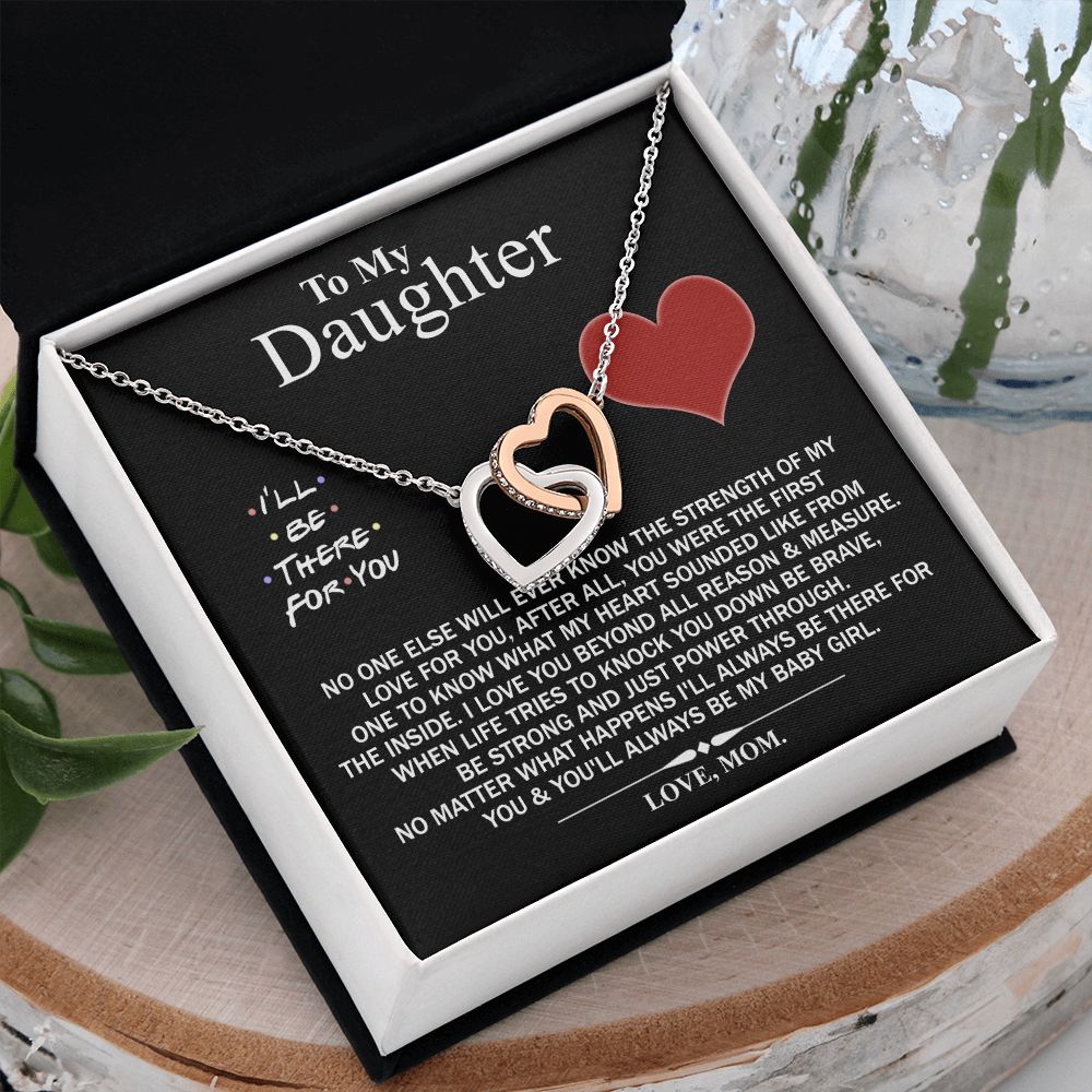Mother Daughter Gift Ideas, To My Daughter Gift Necklace from Mom, Jewelry Pendant Present for Daughter, Birthday Christmas Gift Graduation Gifts for Daughters, Mother and Daughter Necklace 2138 Interlocking Hearts Necklace