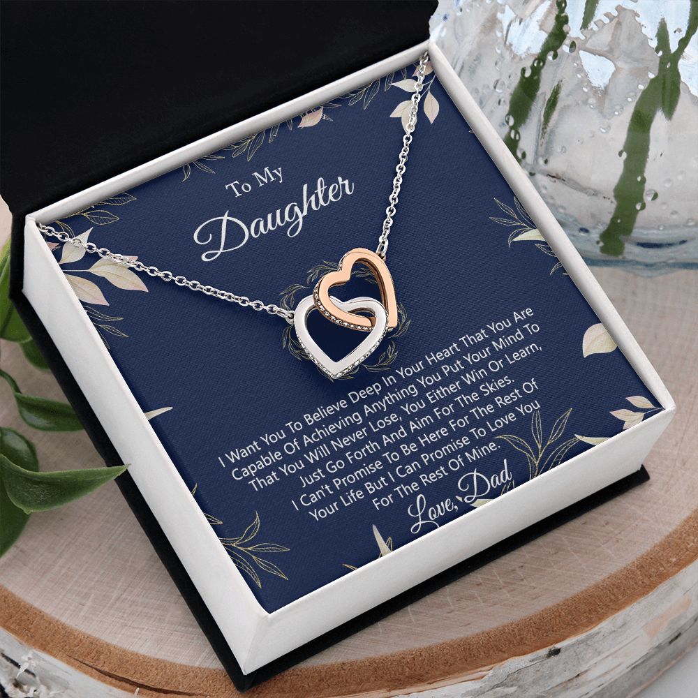Gift For Daughter from Dad Daughter Father Necklace for Daughter Gift from Dad To My Daughter Necklace Daughters Birthday Christmas Jewelry Birthday Gifts for Women Girls Interlocking Hearts Necklace