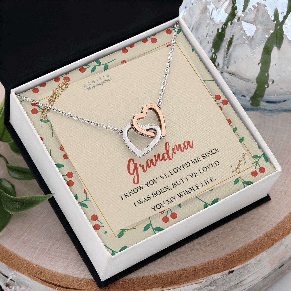 To My Grandma Necklace, Gift for Grandmother Necklace, Mothers Day Gift For Grandma Nana, Grandma Jewelry From Grandchildren GrandKids , Jewelry Box Gift For Grandma Grandmother15 Interlocking Hearts Necklace