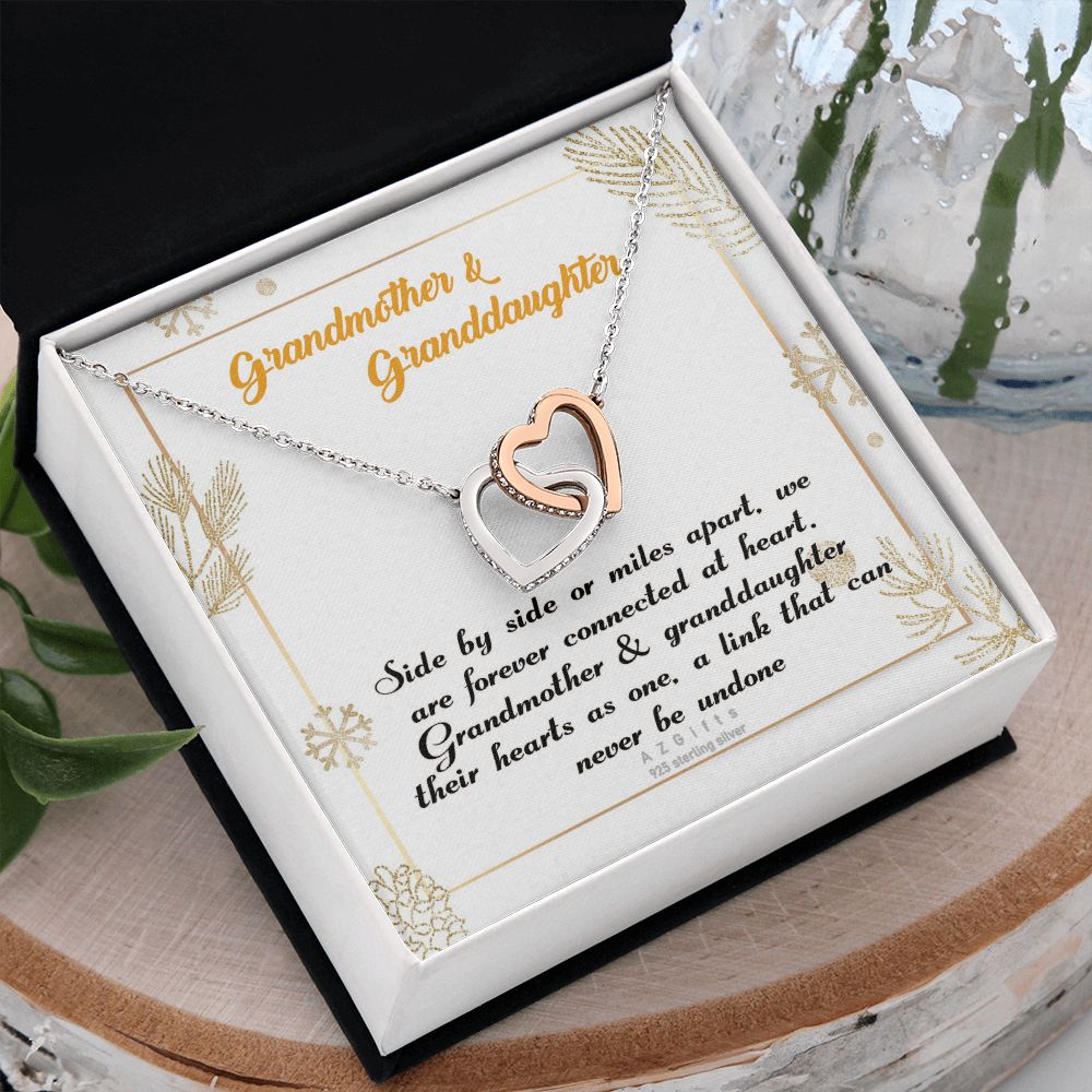 To My Grandma Necklace, Gift for Grandmother Necklace, Mothers Day Gift For Grandma Nana, Grandma Jewelry From Grandchildren GrandKids , Jewelry Box Gift For Grandma Grandmother14 Interlocking Hearts Necklace