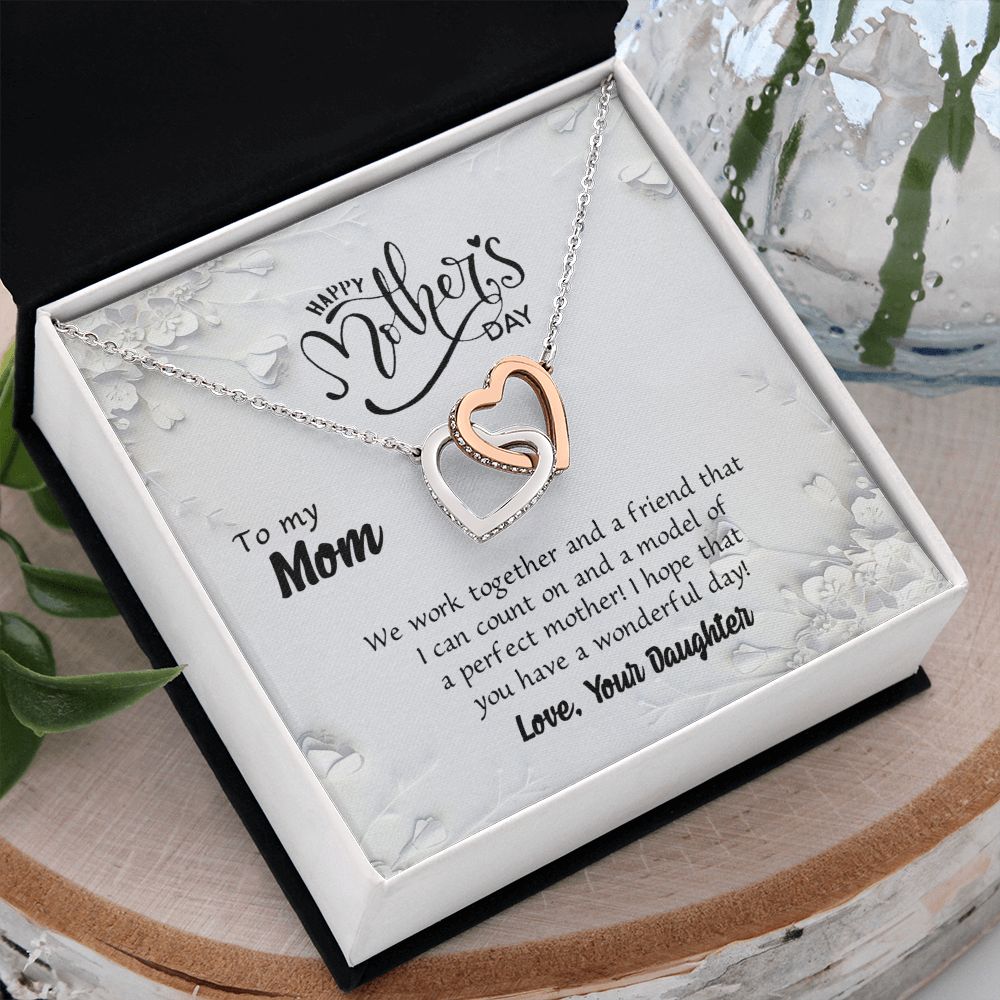 Mom Necklace Gifts for Mom from Daughter to Mom Gifts for Mothers Day from Daughter, To My Mom Necklace from Daughter to Mom Birthday Gifts Necklace with Message Card and Gift Box6 Interlocking Hearts Necklace