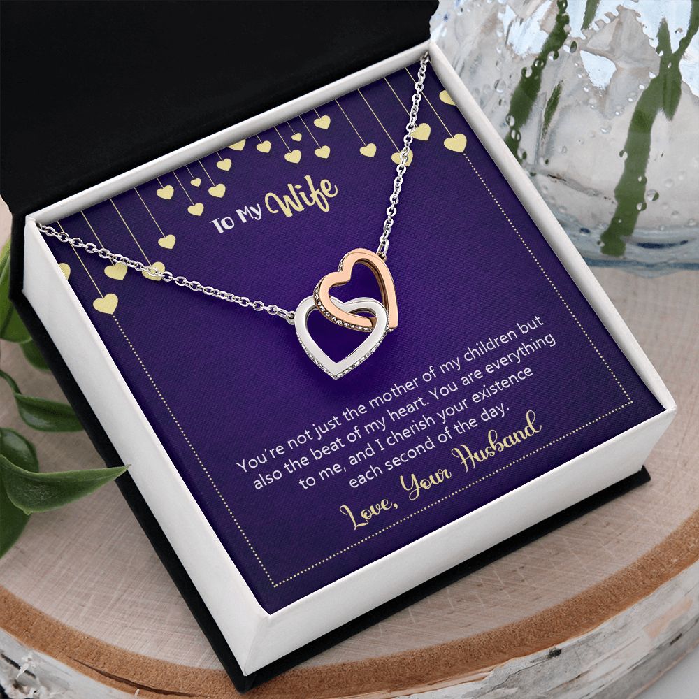 To My Wife Necklace, Wedding Anniversary Jewelry For Women, Necklace For Wife from Husband, Gift For Wife Birthday Gifts From Husband Necklace, Jewelry With Message Card In A Gift Box10 Interlocking Hearts Necklace