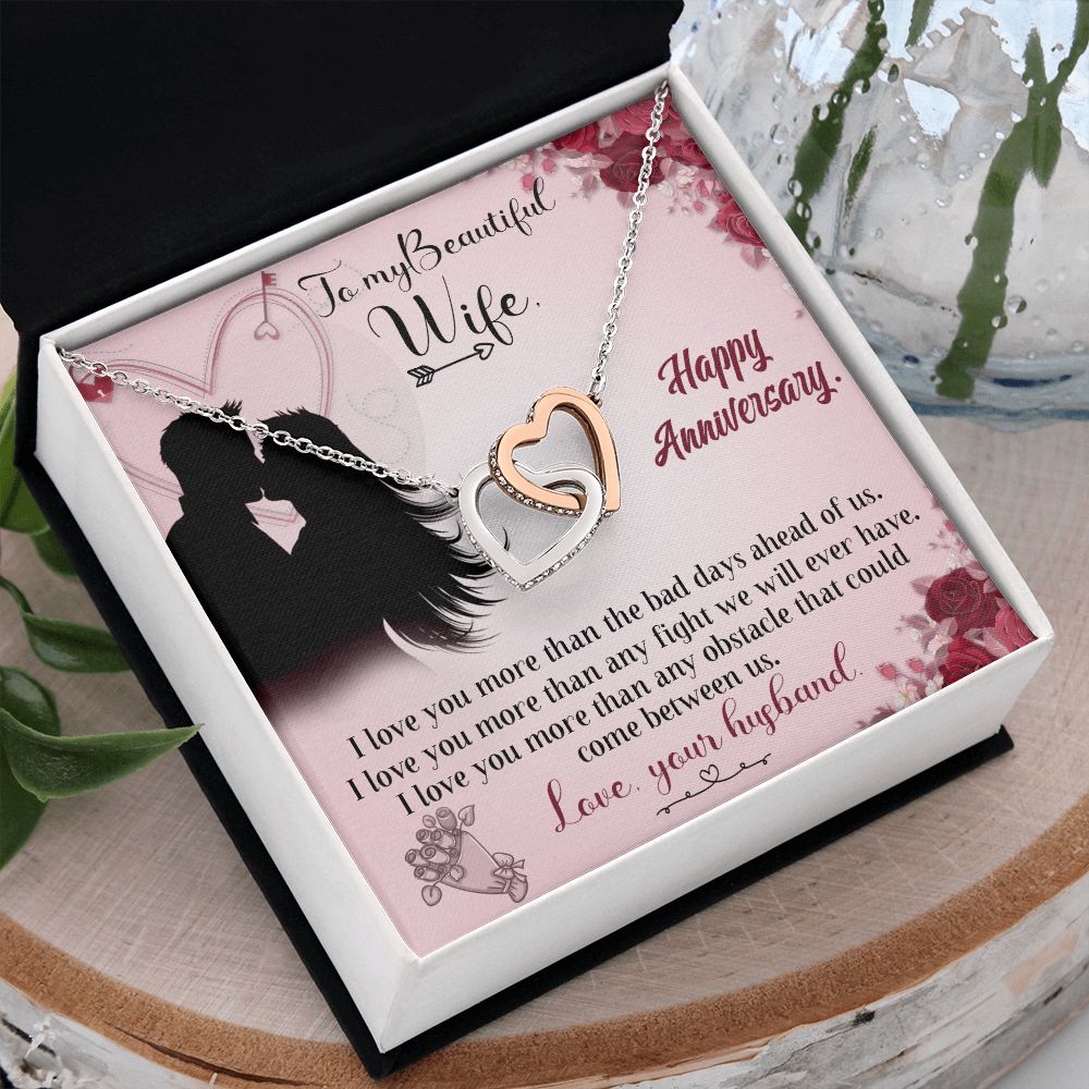 To My Beautiful Wife Necklace, Wedding Anniversary Jewelry For Women, Necklace For Wife from Husband, Gifts For Wife Birthday Gifts Necklace, Jewelry With Message Card In A Gift Box