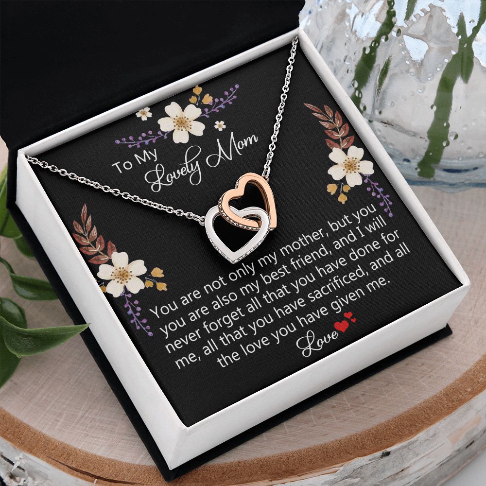 To My Mom Necklace, Gift For Mom, Mother's Day Gift from Daughter, Mom Jewelry Gift for Mothers Day, Birthday Gift for Mother, Moms Gift from Daughter Son, Necklace for Mom Mother15 Interlocking Hearts Necklace