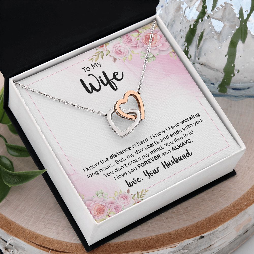 Birthday Gifts For Wife, Necklace Gifts For Wife From Husband, To My Wife Jewelry For Women , To My Wife Necklace  from Husband Wedding Anniversary Present For Wife, Beautiful Wife Jewelry Christmas29 Interlocking Hearts Necklace