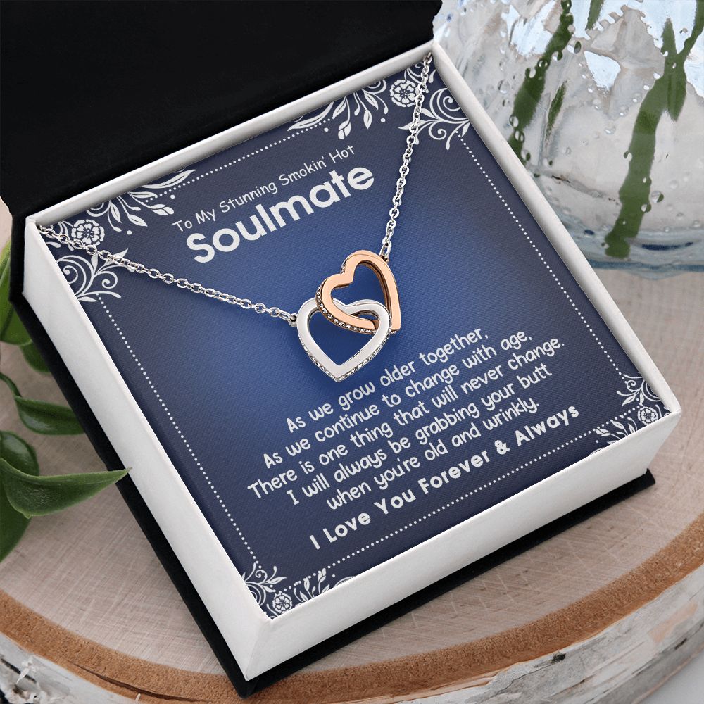 To My Smokin Hot Soulmate Necklace - Wife Gifts From Husband To My Wife Necklace, Gift for Her Romantic, Girlfriend Gifts Necklace for Wife from Men Includes Message Card and Gift Box 5 Interlocking Hearts Necklace
