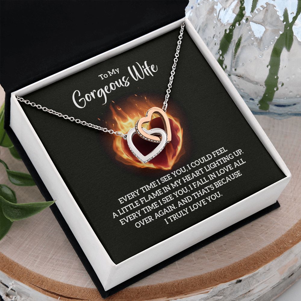 Birthday Gifts For Wife, Necklace Gifts For Wife From Husband, To My Wife Jewelry For Women , To My Wife Necklace  from Husband Wedding Anniversary Present For Wife, Beautiful Wife Jewelry Christmas32 Interlocking Hearts Necklace