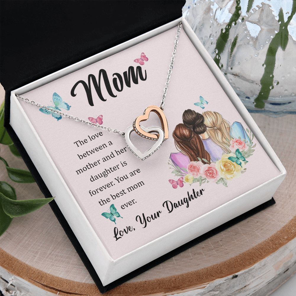 Mom Necklace Gifts for Mom from Daughter to Mom Gifts for Mothers Day from Daughter, To My Mom Necklace from Daughter to Mom Birthday Gifts Necklace with Message Card and Gift Box21 Interlocking Hearts Necklace