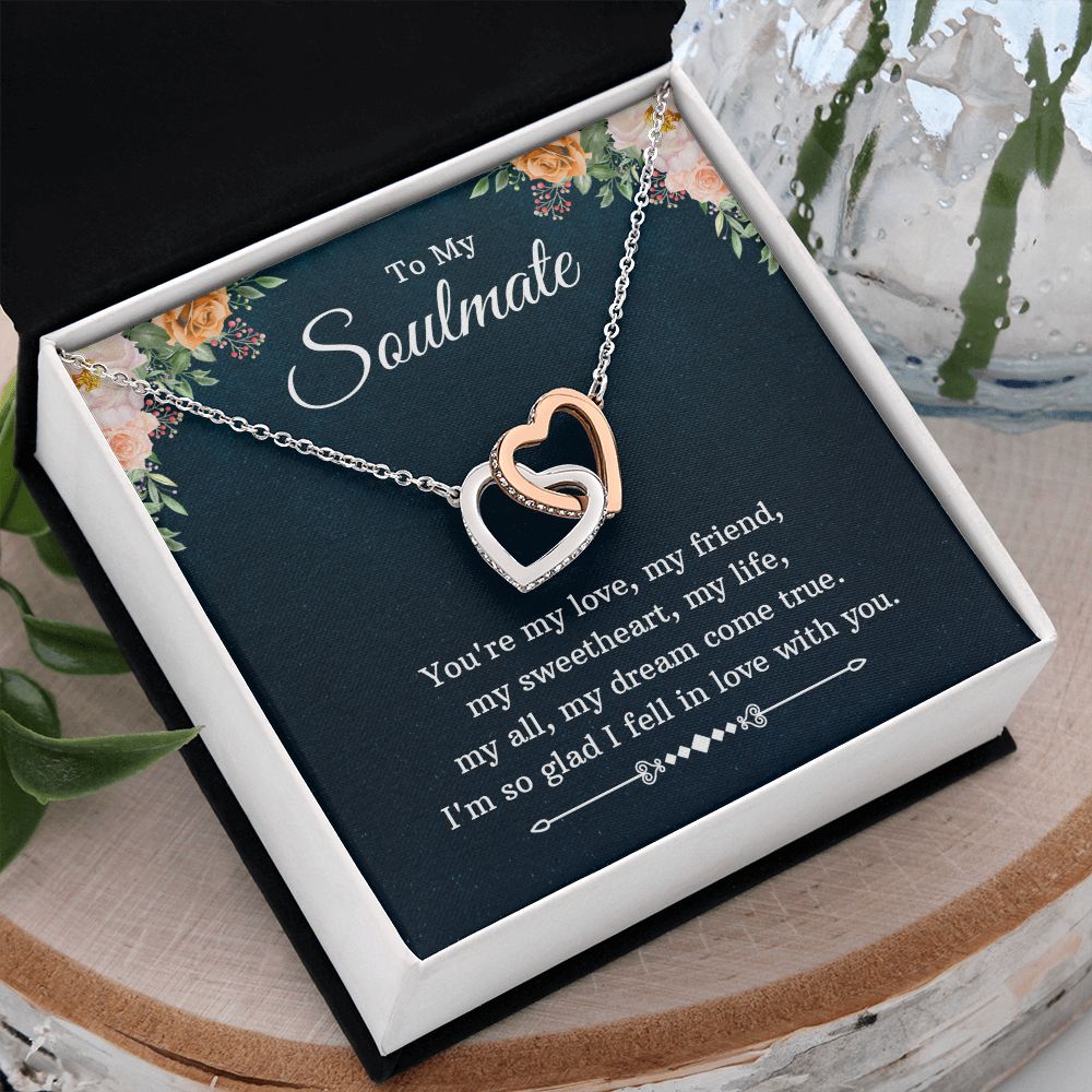 To My Soulmate Necklace for Women Birthday Christmas Jewelry Gifts For My Wife with Message Card Box Personalized Gift Present Pendant for Future Wife Soulmate Girlfriend Love 10 Interlocking Hearts Necklace