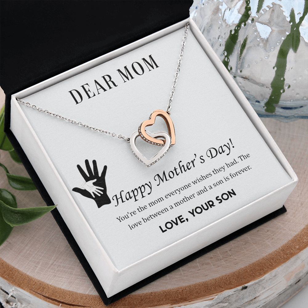 2Mom Necklace Gifts for Mom from Daughter to Mom Gifts for Mothers Day from Daughter, To My Mom Necklace from Daughter to Mom Birthday Gifts Necklace with Message Card and Gift Box2228 Interlocking Hearts Necklace