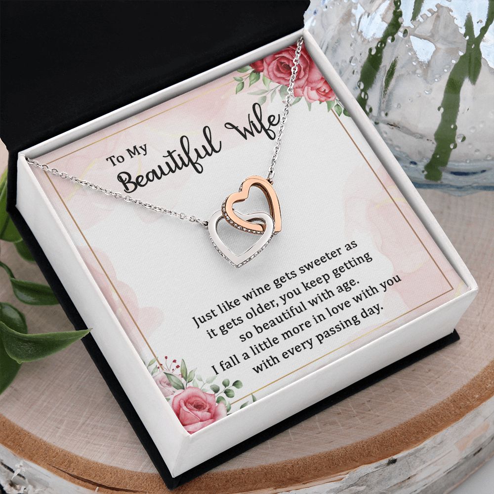 To My Beautiful Wife Necklace, Wedding Anniversary Jewelry For Women, Necklace For Wife from Husband, Gifts For Wife Birthday Gifts Necklace, Jewelry With Message Card In A Gift Box